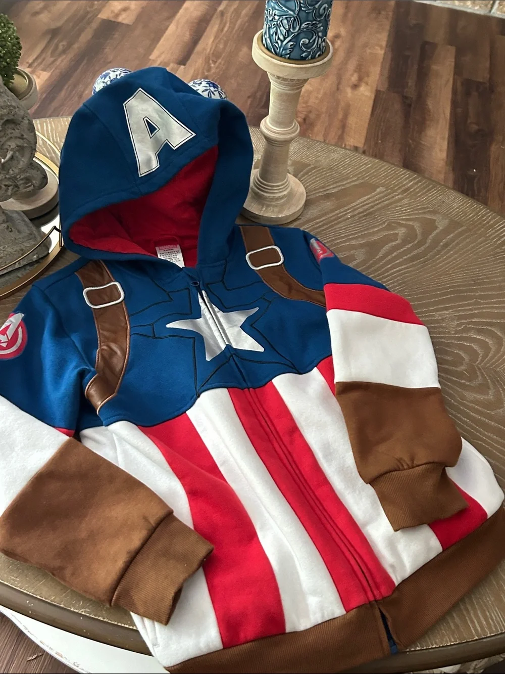 NWOT! Disney Marvel Avengers Captain America Kids Hooded Costume Hoodie Jacket